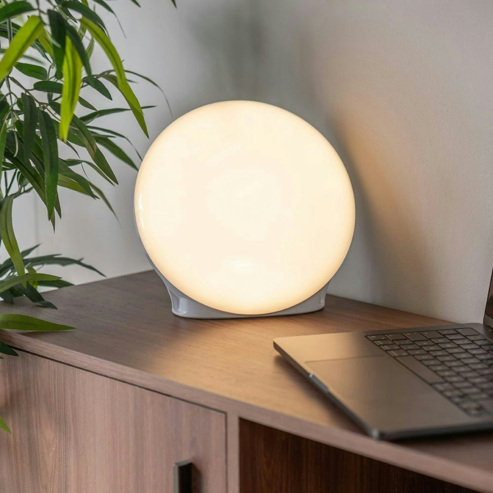 image 1 of ValueLights Daylight Gifting Dimmable Matte White Sad Lamp and Integrated LED 15W White Mix 6500K Bulb