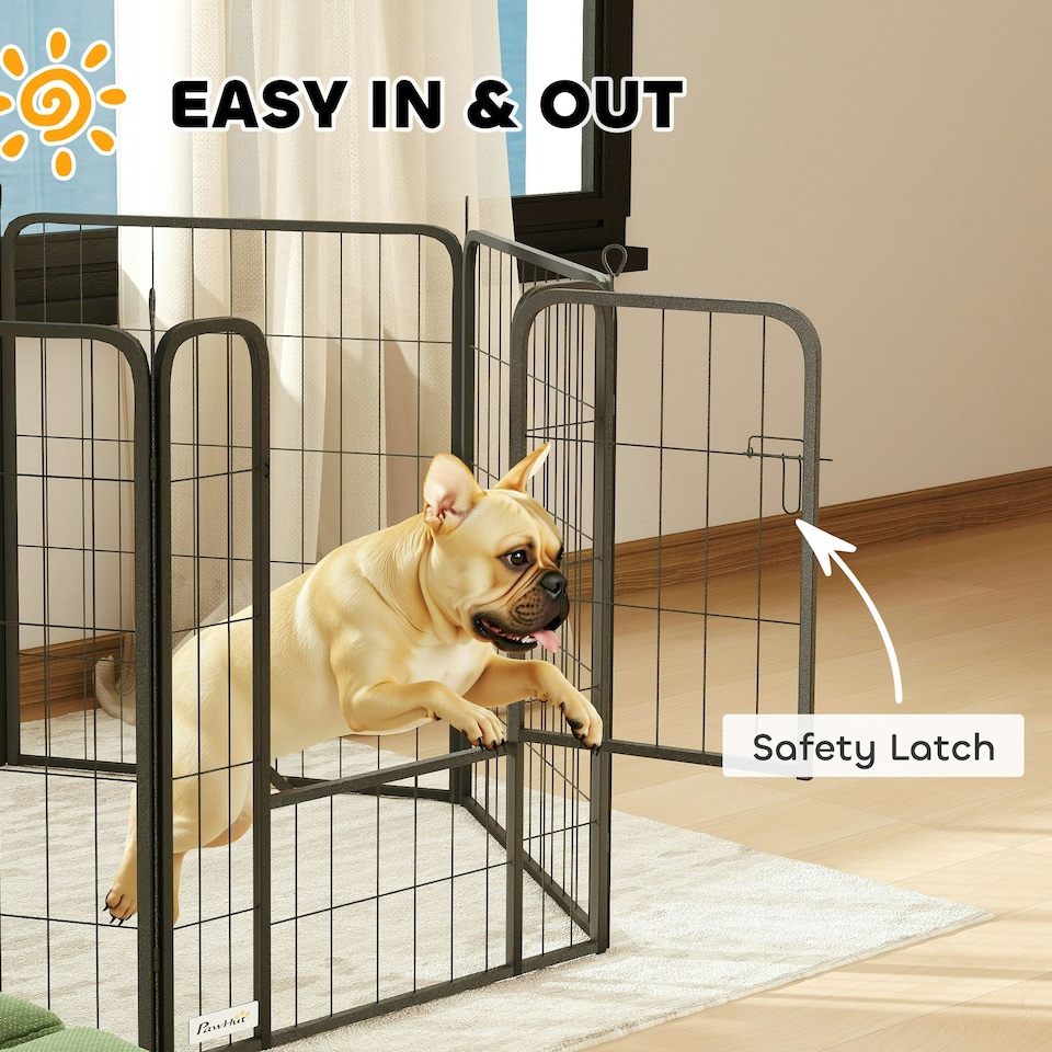 image 1 of PawHut Six-Panel Dog Playpen with Door, for Indoor, Outdoor, 80cm Tall
