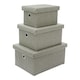 image 2 of JVL Silva Rectangular Fabric Storage Baskets with Lids, Set of 3, Grey Grey