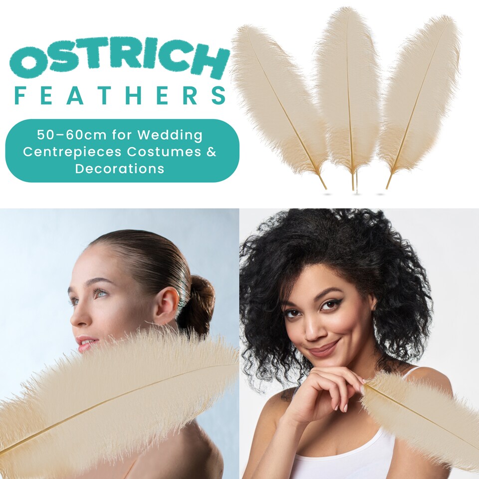 image 1 of 50cm - 60cm Large Ostrich Feathers, Showgirl Spadones - 5pcs