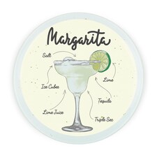 Margarita Cocktail Round Worktop Protector - Textured Glass Chopping Board