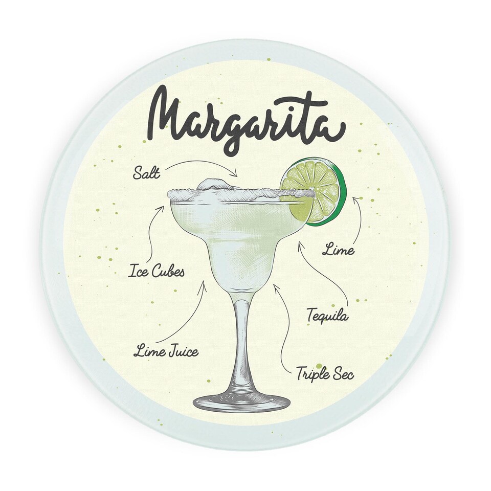 image 1 of Margarita Cocktail Round Worktop Protector - Textured Glass Chopping Board