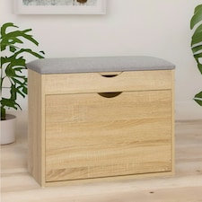 Shoe Storage Bench With Cushioned Seat and Hidden Storage Natural Brown Brown
