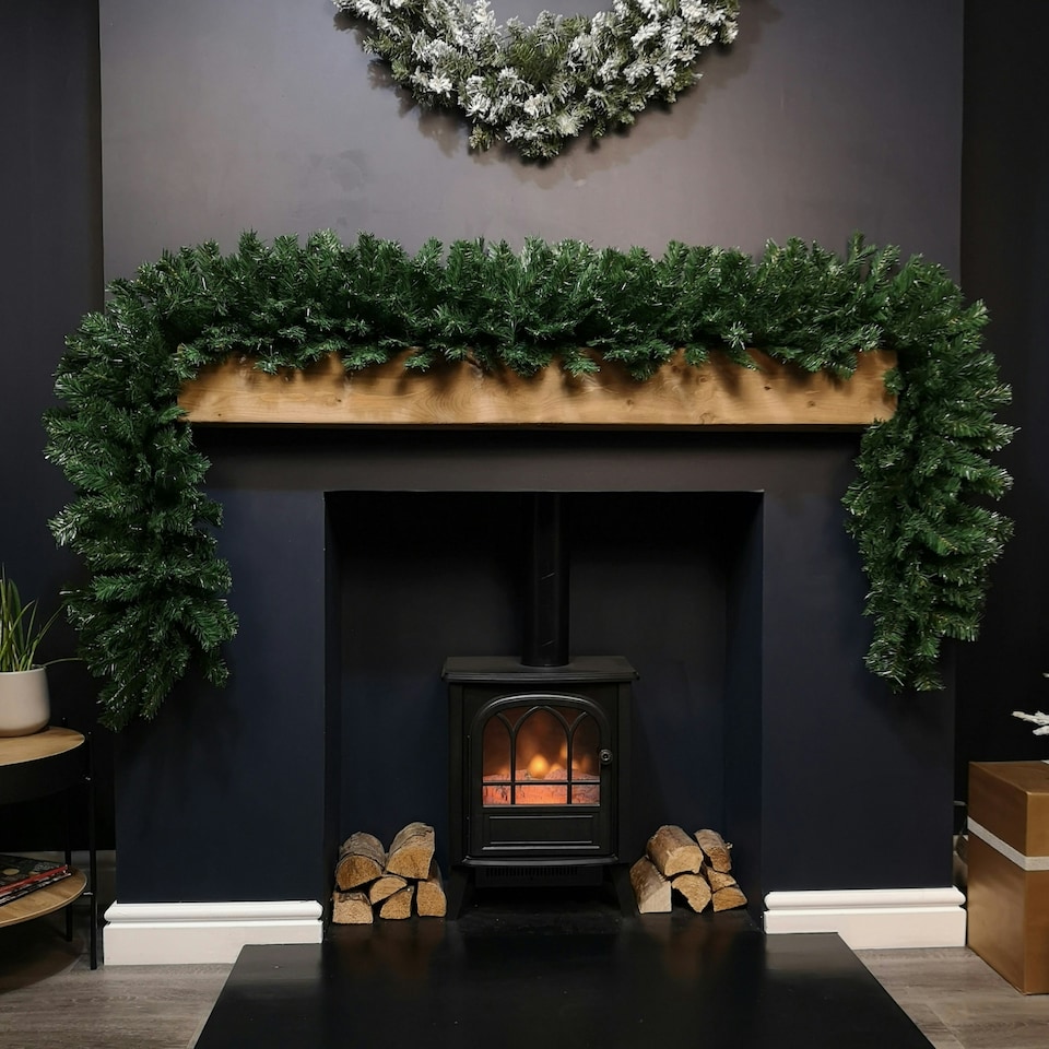 image 1 of 2.7m (9ft) x 38cm Premier Luxury Extra Bushy Plain Green Christmas Garland