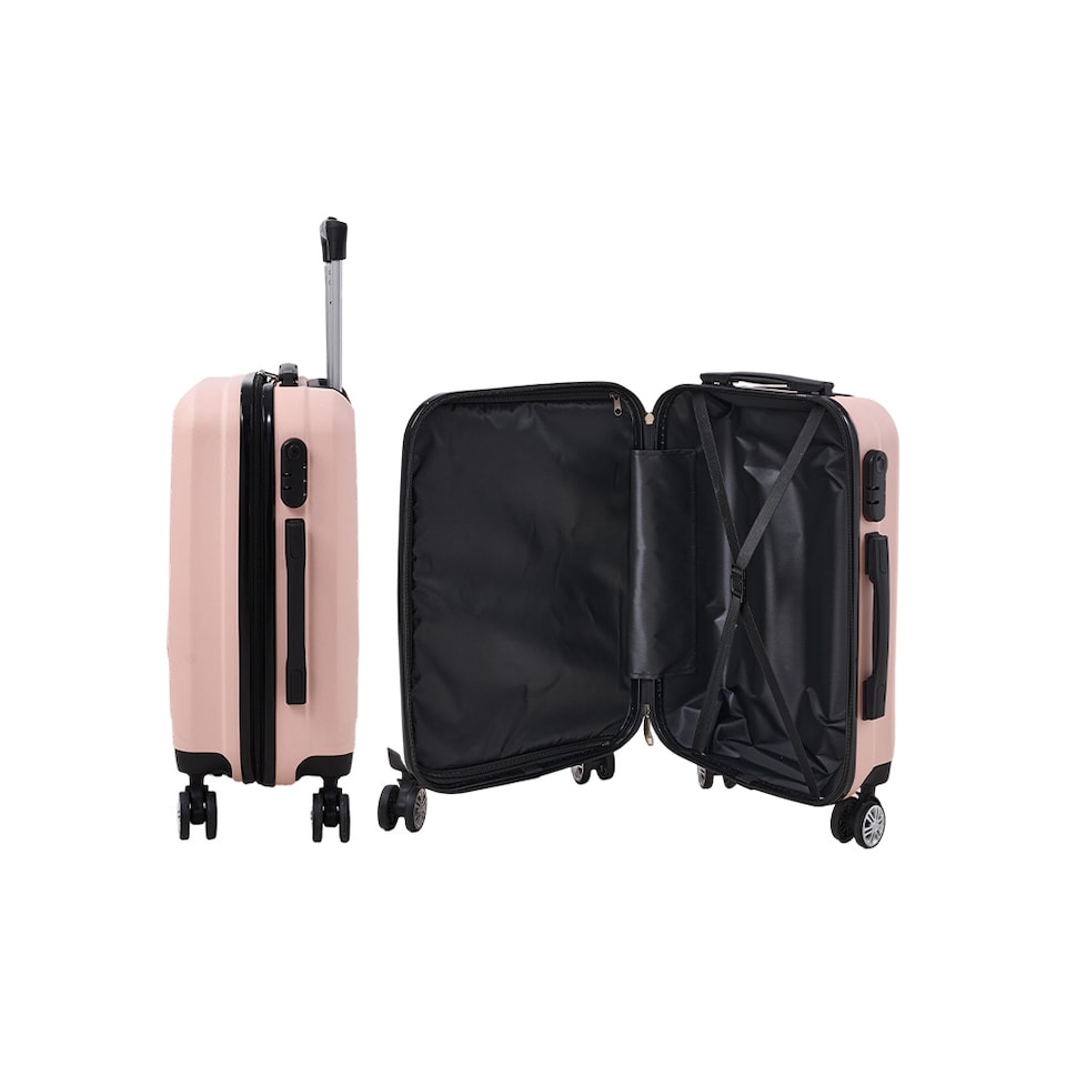 image 1 of Living and Home 2-Piece Geometric ABS Suitcase Set - Pink 20" & 14"