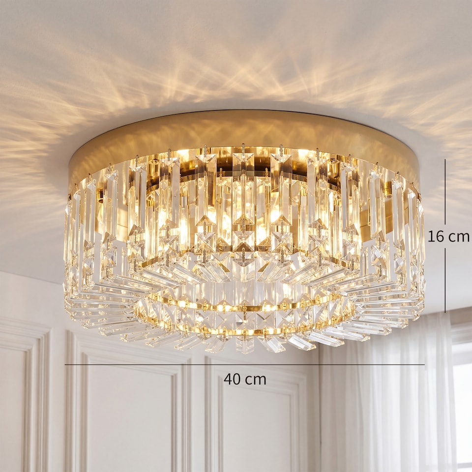 image 1 of HOMCOM Crystal Ceiling Light with 160 Crystal Pendants