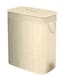 image 1 of Oblong Bamboo White Laundry Hamper with Divider