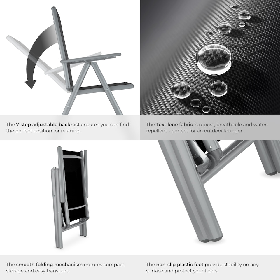 image 1 of Garden Chairs Marilena - folding, aluminium, 7-position adjustable backrest | Silver | silver | One Size | 6