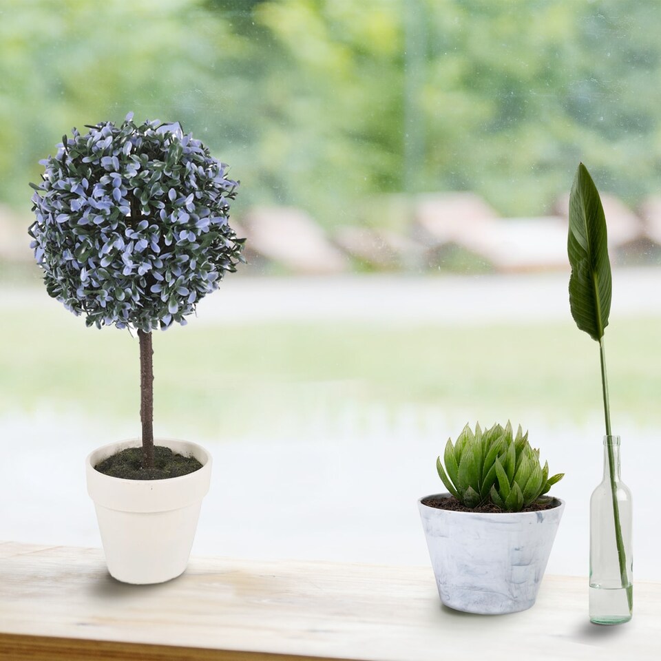 image 1 of 27cm Decorative Artificial Ball Plant -1-2 Pack | Blue | Blue & Set of 1 | 1