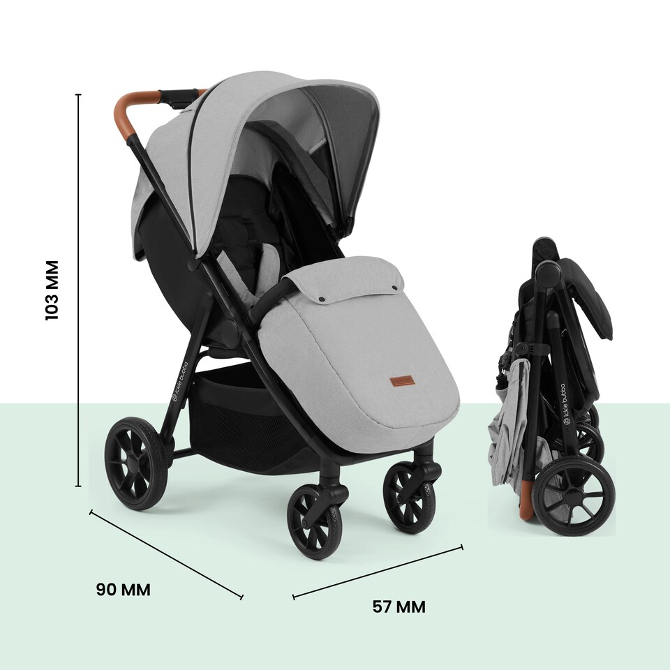image 1 of Stomp Stride Prime Stroller - Birth to 22kg, Extra-Large Seat, Multi-Terrain Wheels, Raincover, Footwarmer, Cupholder, Buggy Organiser & More (Pearl Grey)