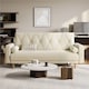 image 3 of Yaheetech Velvet Convertible Sofa Bed with 2 Bolster Pillows-Beige