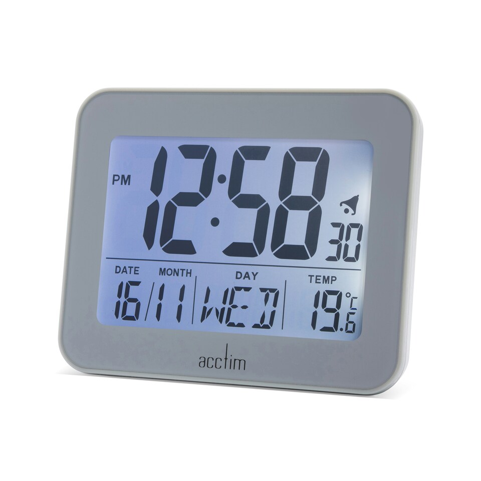 image 1 of Acctim Otto Superbrite® Digital Bedside Alarm Clock Grey