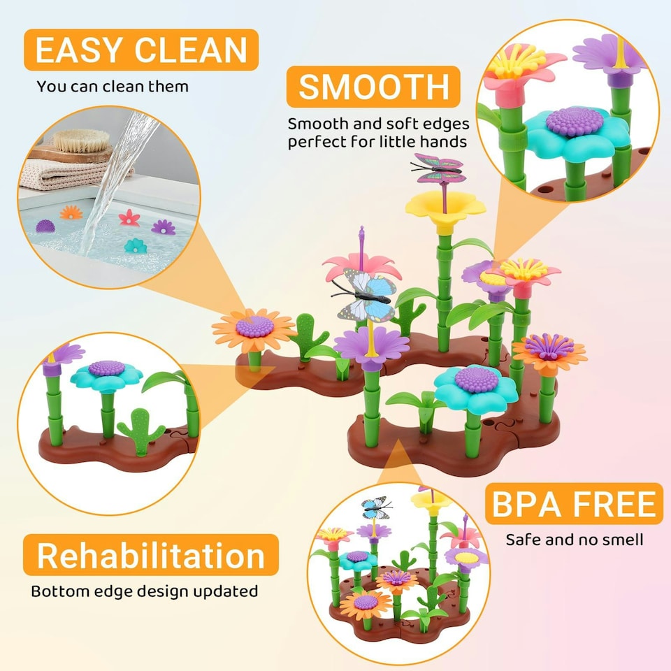 image 1 of 54 PCS DIY Flower Garden Toy Creative Building & Planting Set for Girls