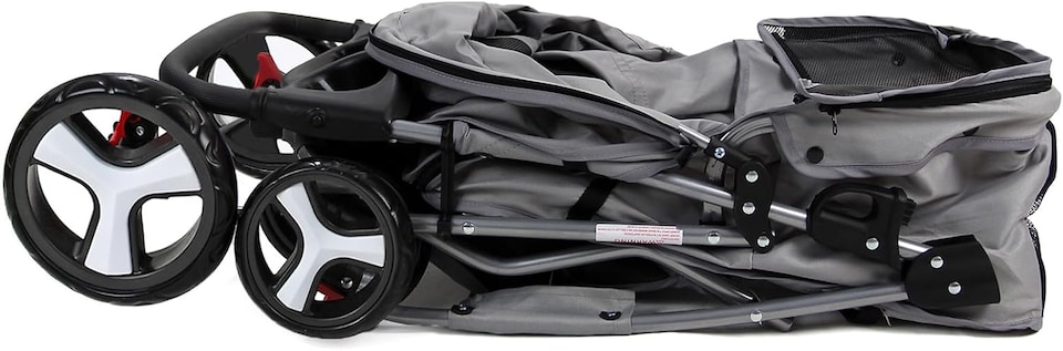image 1 of Pet Stroller Dog Cat Puppy Pram Pushchair Travel Cart Jogging Buggy Carrier (Grey)