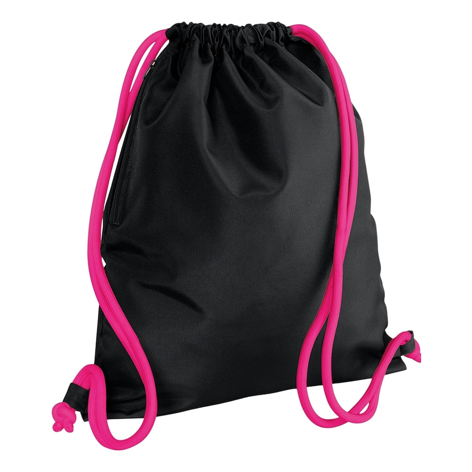 image 1 of Bagbase Icon Drawstring Bag - Black/Fuchsia - One Size Black | One Size