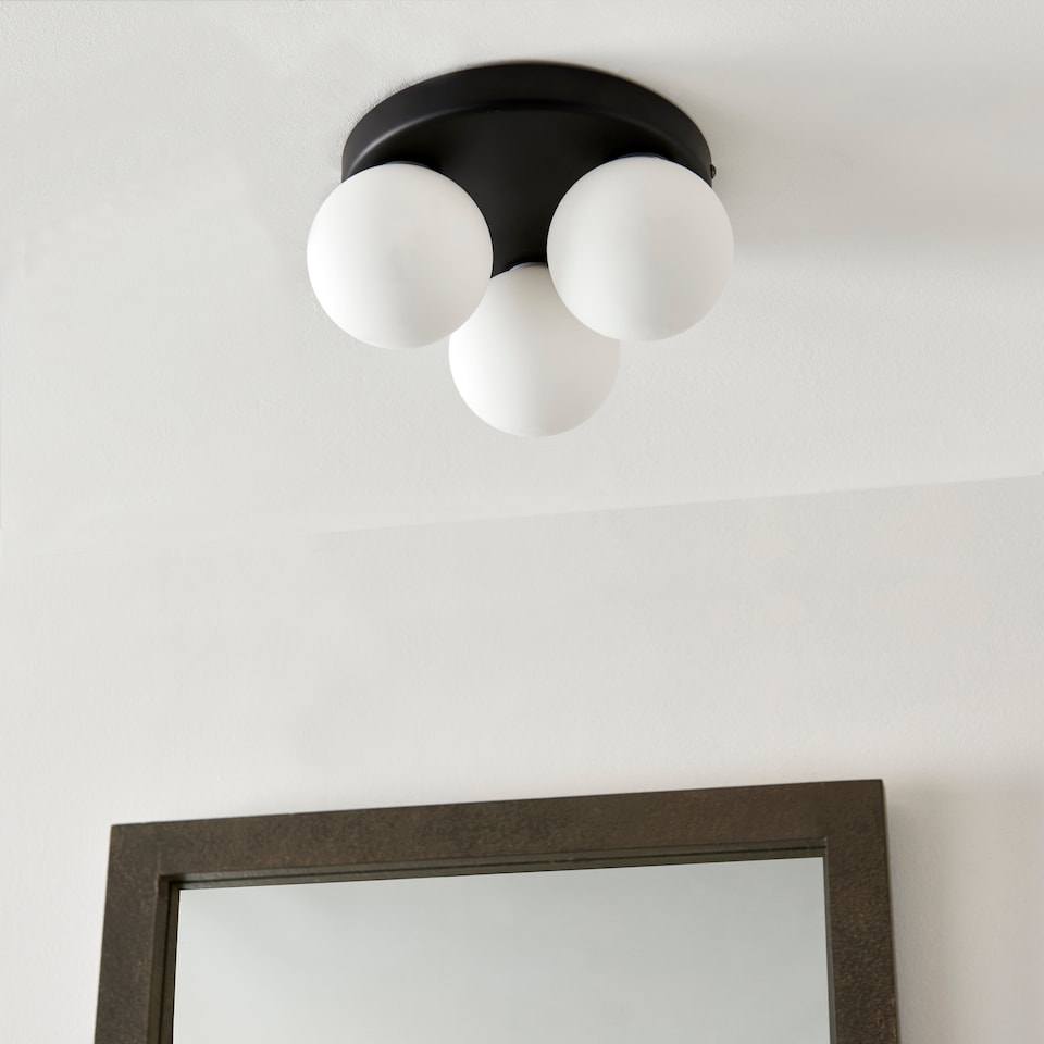 image 1 of Toronto 3 Light IP44 Flush Matte Black Ceiling Light