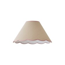 ValueLights Florie Natural Large Taper Lamp Shade Scallop Pink Trim & Bulb | Pink