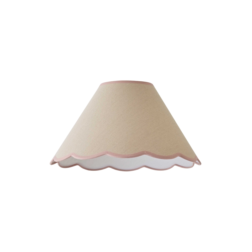 image 1 of ValueLights Florie Natural Large Taper Lamp Shade Scallop Pink Trim & Bulb | Pink