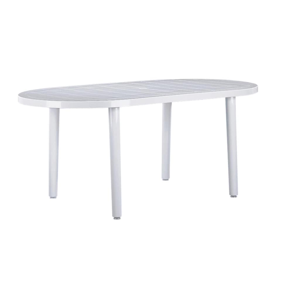 image 1 of Resol 6 Seater Brava Oval Plastic Garden Dining Table - 90cm x 180cm - White | White | White