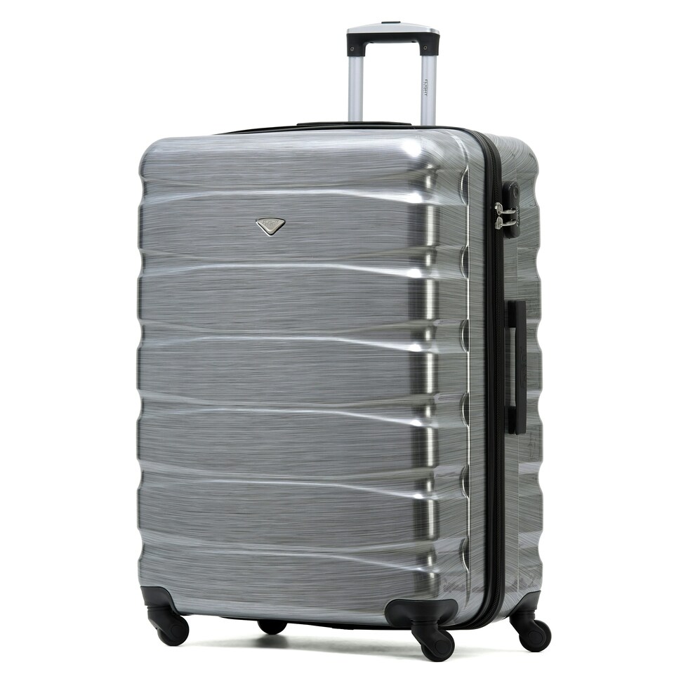 image 1 of Flight Knight 29" Extra Large Suitcase – 20kg Capacity Hard Shell Check-In Luggage with 4 Wheels  100+ Airlines Approved: Ryanair, EasyJet, Jet2, Wizz Air, BA Silver | Silver Gloss | Large