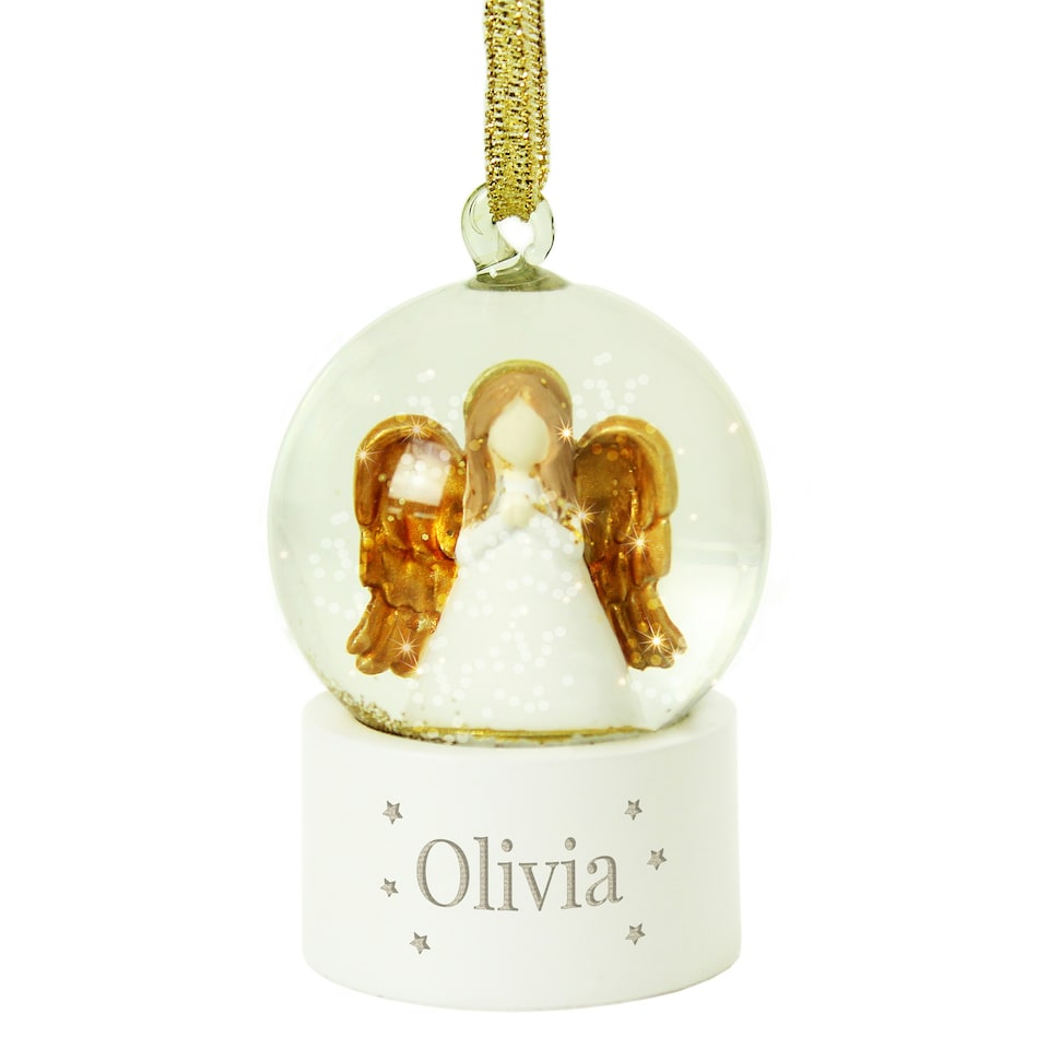 image 1 of Personalised Name Only Angel Glitter Snow Globe Tree Decoration