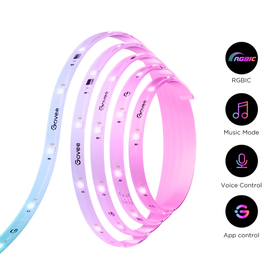 image 1 of Govee Wi-Fi + Bluetooth LED Strip Lights With Protective Coating (10M)Support Matter