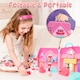 image 5 of Foldable Dollhouse Playset – Portable Carry Case with Dolls, Furniture & Animal Figures