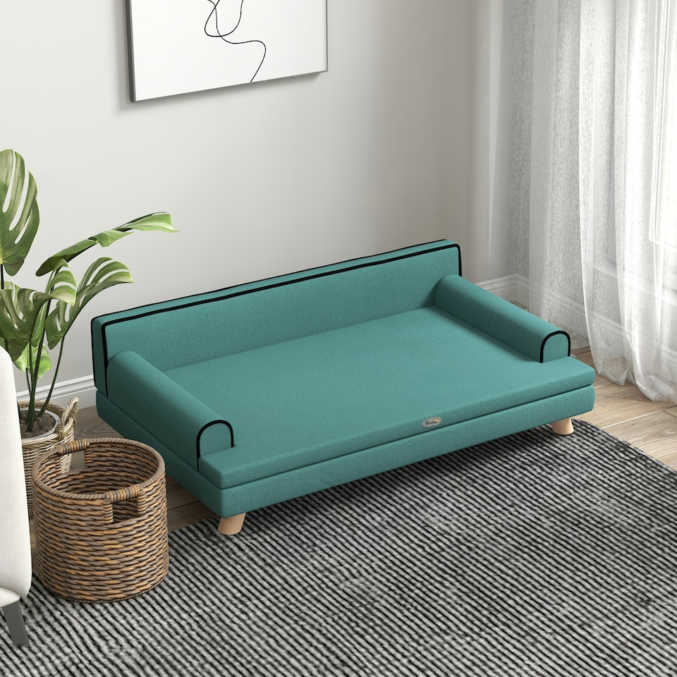image 1 of PawHut Dog Sofa w/ Legs, Water-Resistant Fabric for Large, Medium Dogs - Green