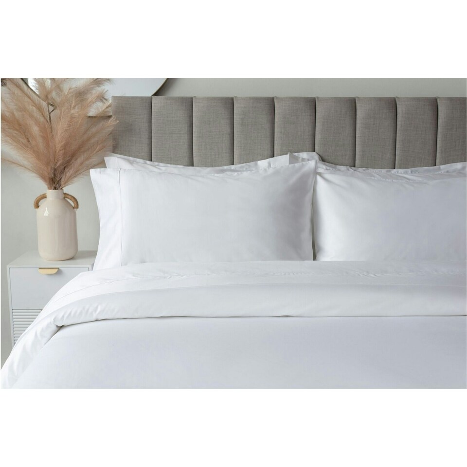 image 1 of Belledorm Embroidered Detail Egyptian Cotton Pillowcase - White - 75cm x 50cm | White