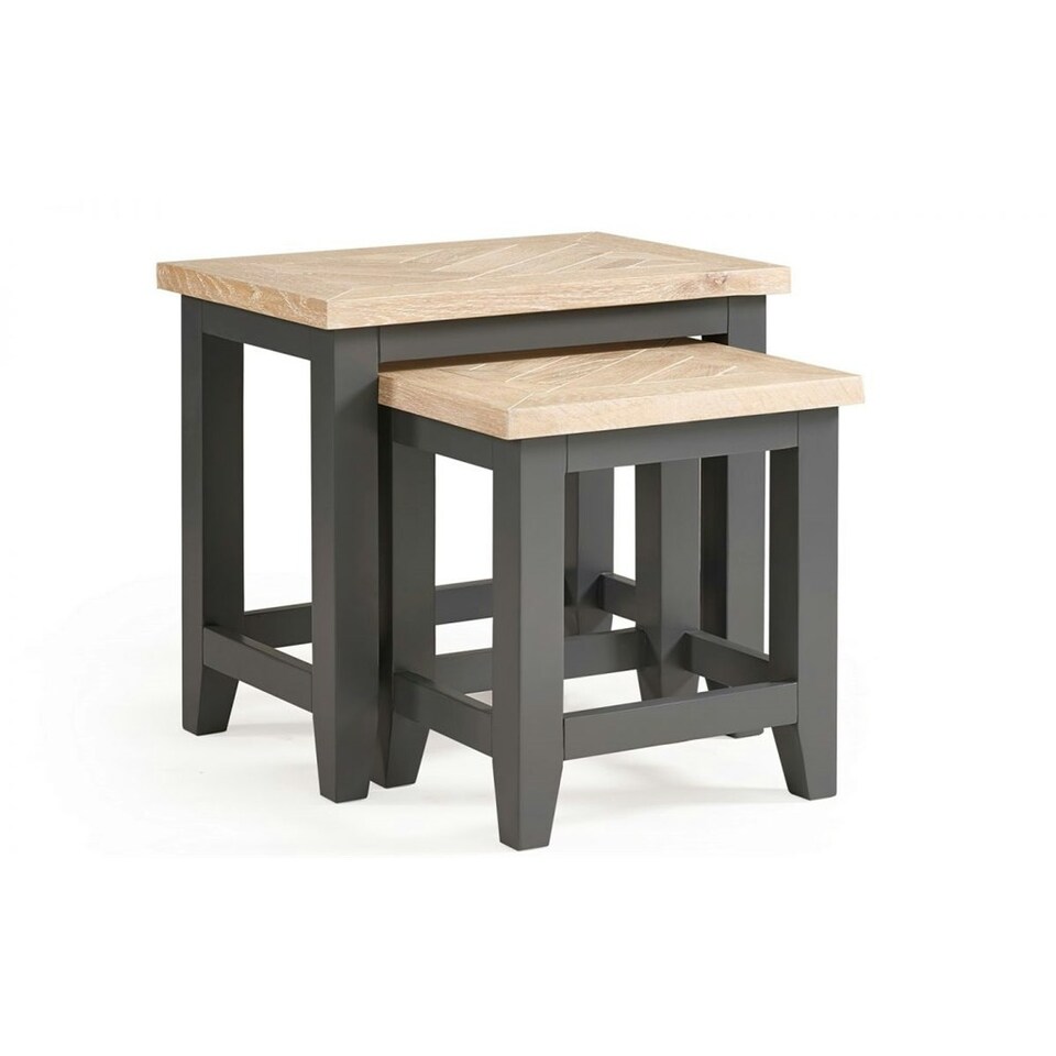 image 1 of Classic Rustic Dark Grey Nest of Tables Grey