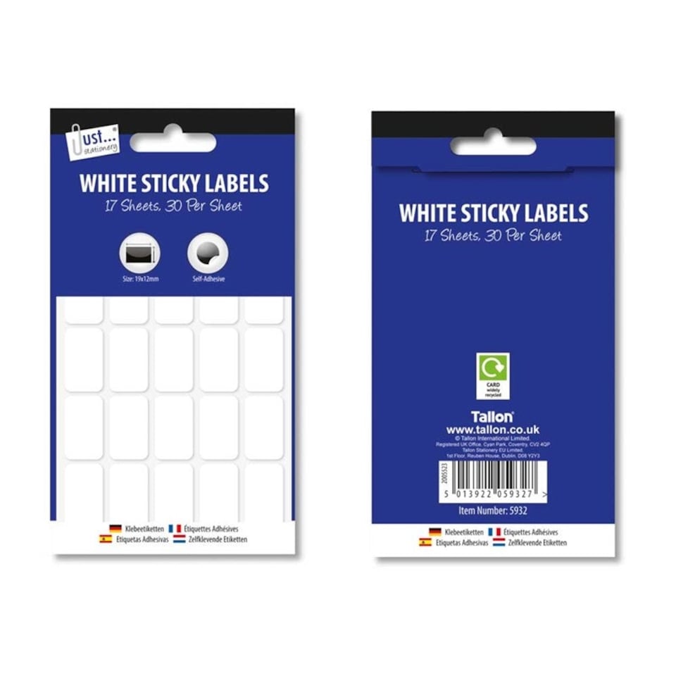 image 1 of Pack of 510 White 19mm x 12mm Self Adhesive Labels