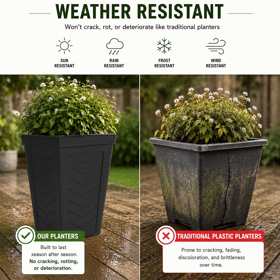image 1 of Nicoman Savana Chevron Tall Planter Non-Shed Non-Crack Indoor Outdoor Planter