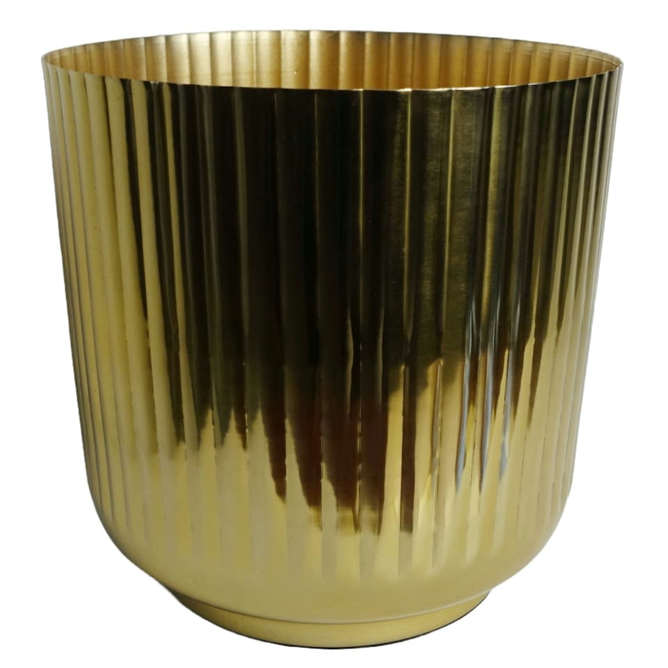 image 1 of 20cm Gold Fluted Metal Planter by Leaf