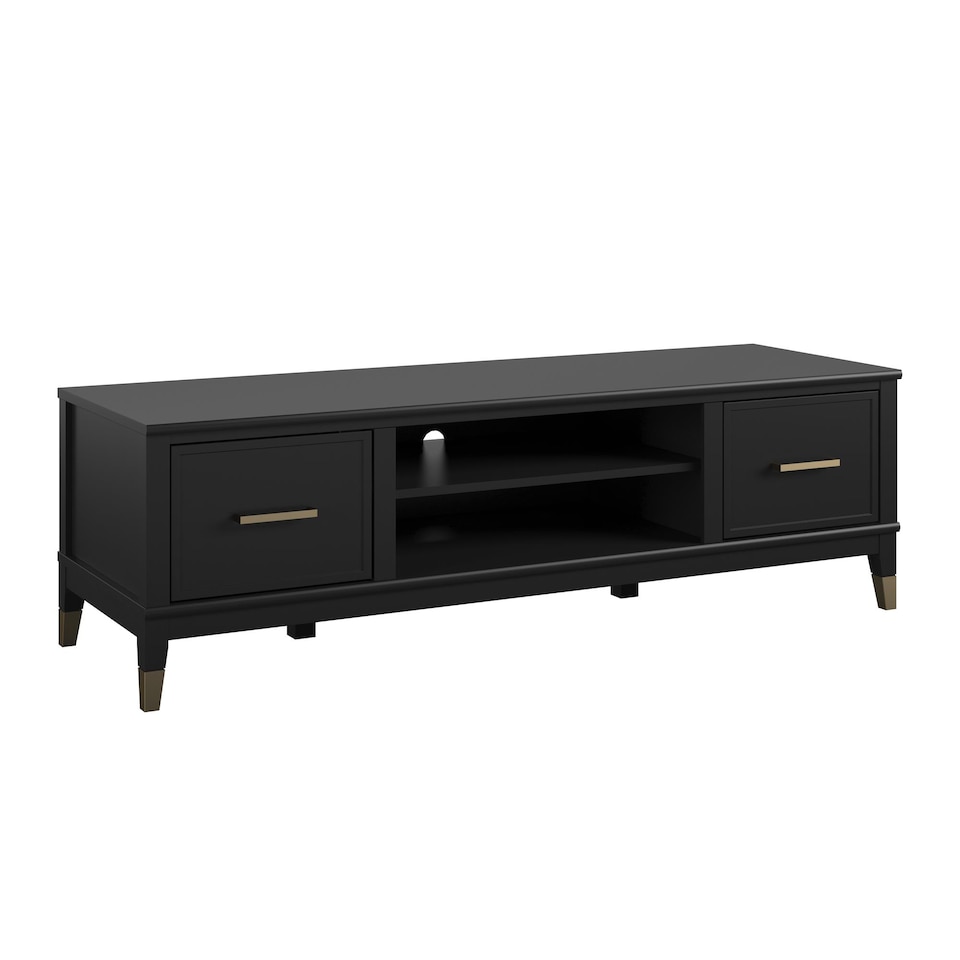 image 1 of Westerleigh TV-Stand with Doors in Black | Black | BLACK | One Size