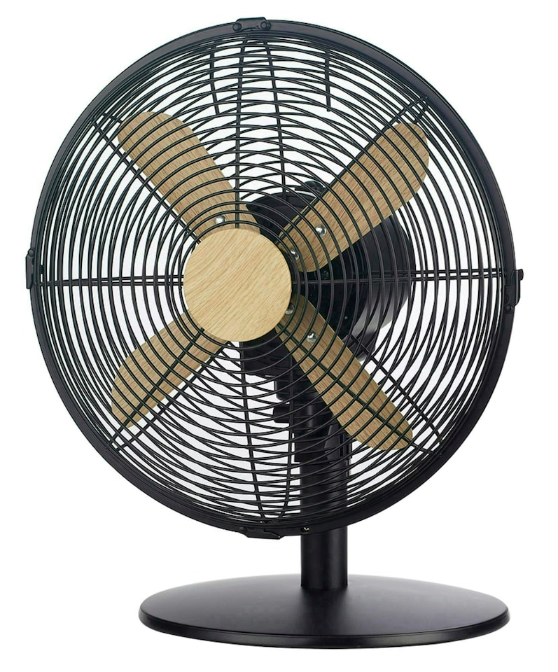 image 1 of Russell Hobbs RHMDF1201WDB Desk Fan Cooling Black Scandinavian Wood Effect