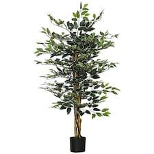 HOMCOM Artificial Ficus Tree with Lifelike Leaves and Natural Trunks Green | Green | 7.5ft