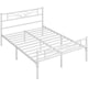 image 2 of Yaheetech Metal Platform Bed Frame with Cloud-inspired Design Headboard Antique White, 4ft6 Double
