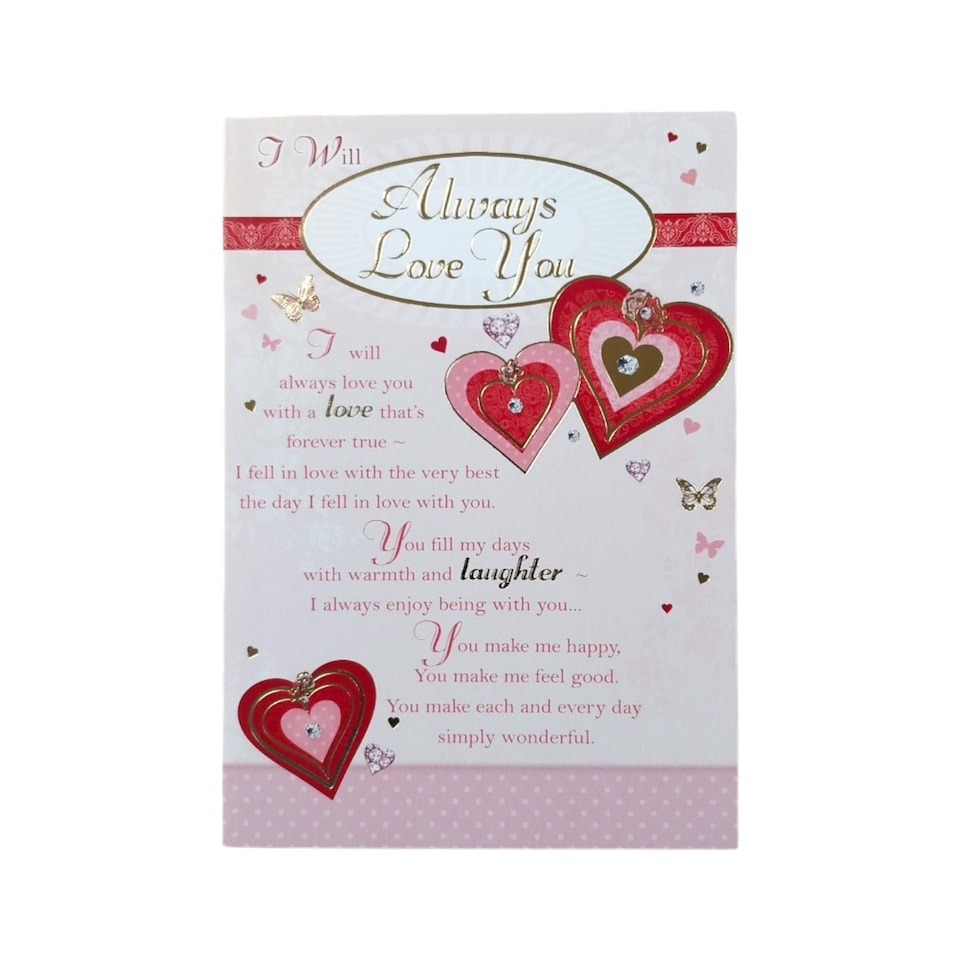 image 1 of I Will Always Love You Hearts Design Open Greeting Card