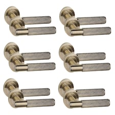 Golden Grace 6 Pair Straight T-Bar Linear Door Handles in Antique Brass Finish Bronze