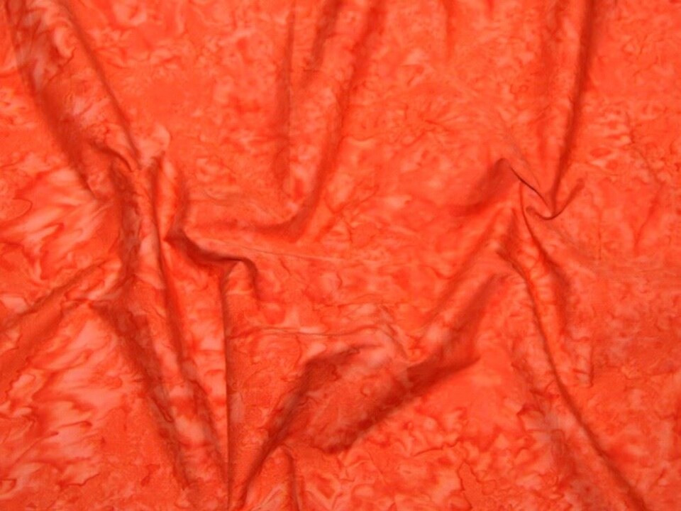 Orange Cotton Batik Fabric for Dressmaking, Quilting, 112.5cm / 44" Wide - per metre