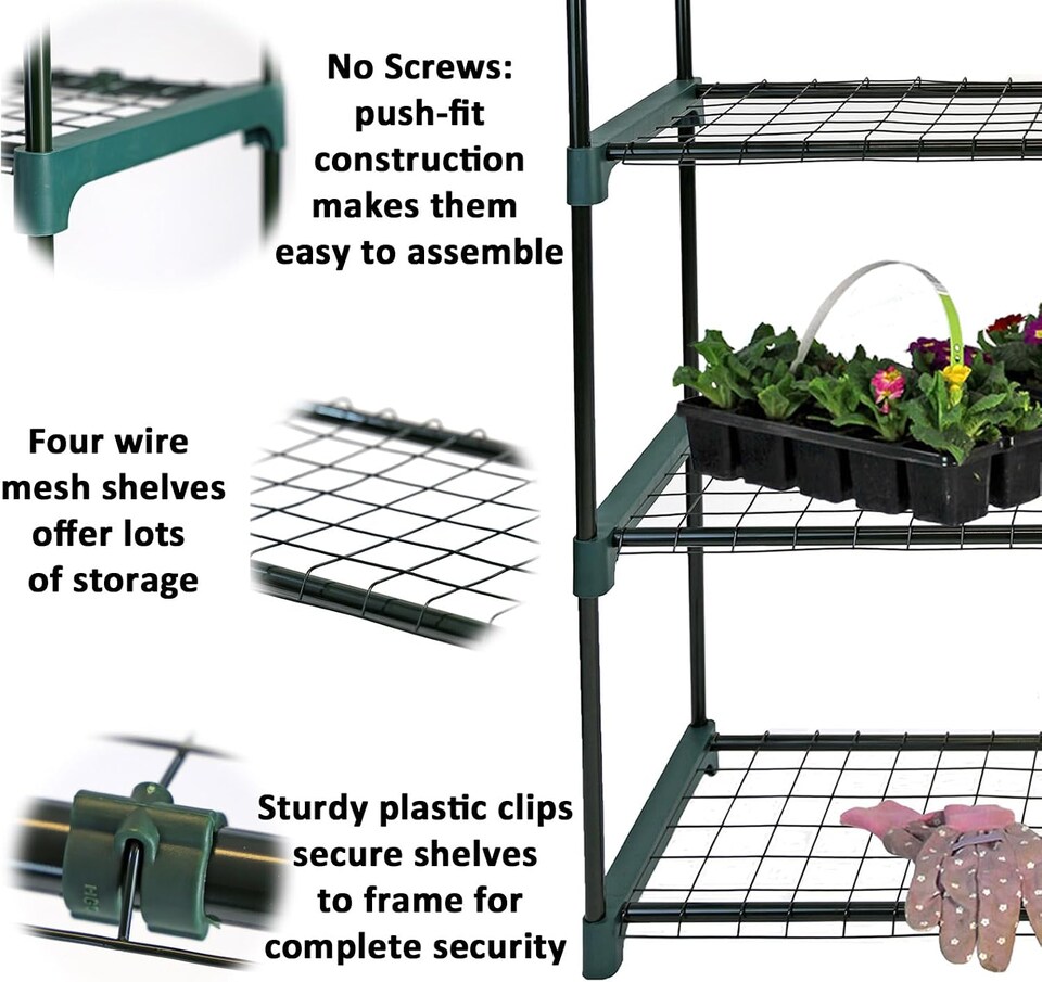 image 1 of Flower Staging Display Greenhouse Shelving Racking 4 Tier Garden Pot Plants 2pcs