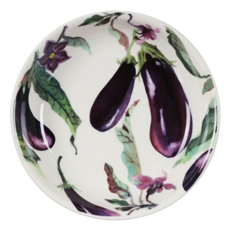 image 1 of Pasta Bowl: 1 x 23cm Emma Bridgewater Aubergine & Flowers Medium Pasta Bowl, Ceramic White