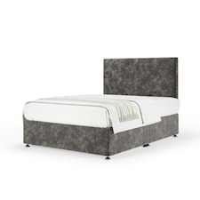 Signature Platinum 2000 Pocket Sprung Charcoal Chenille Divan Set And Valencia Headboard Small Double