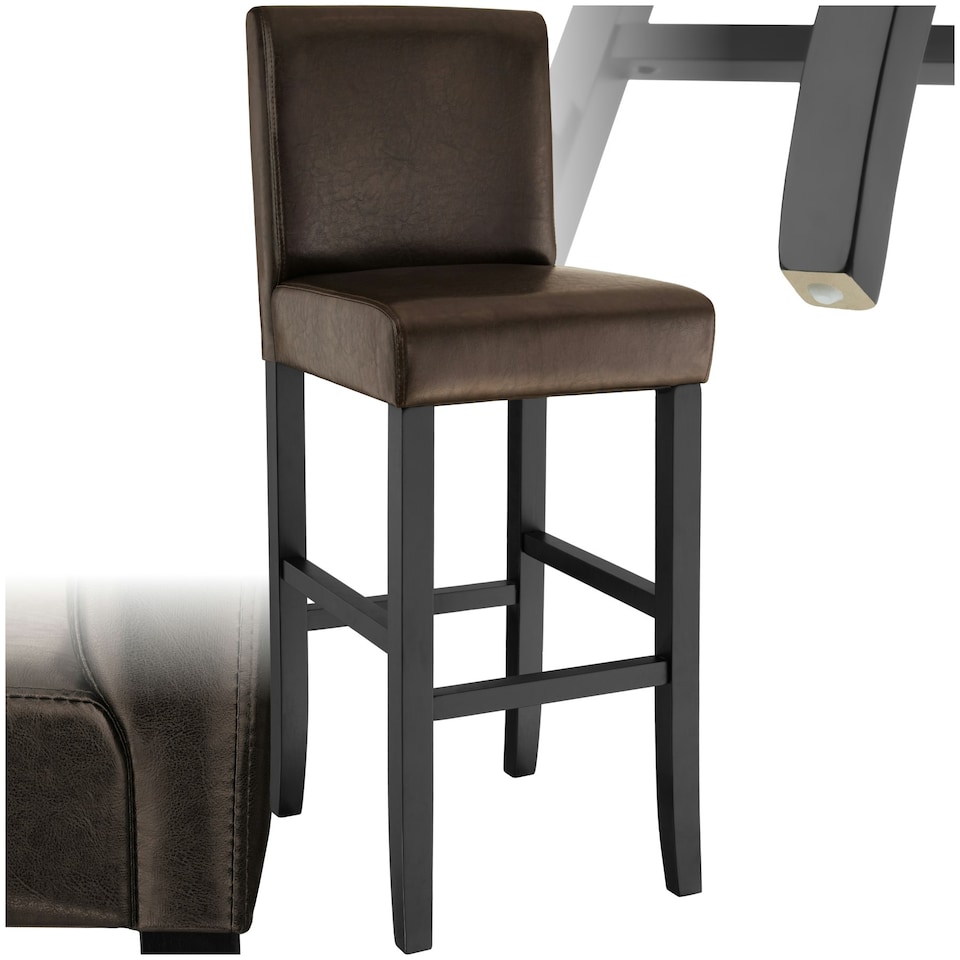 image 1 of Bar Stool - padded backrest, synthetic leather, with footrests - Per Piece Brown