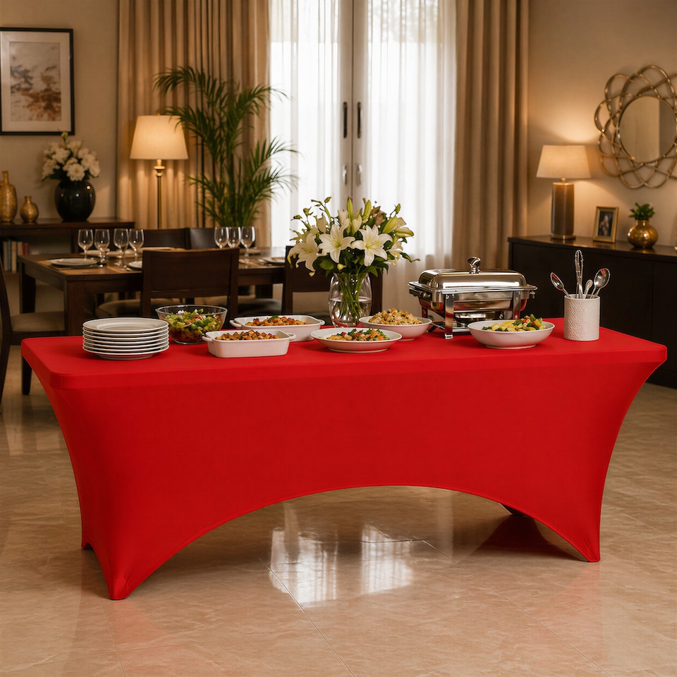 image 1 of 6FT Spandex Tablecloth Tight, Fitted Rectangular Patio Table Cover - 1pc