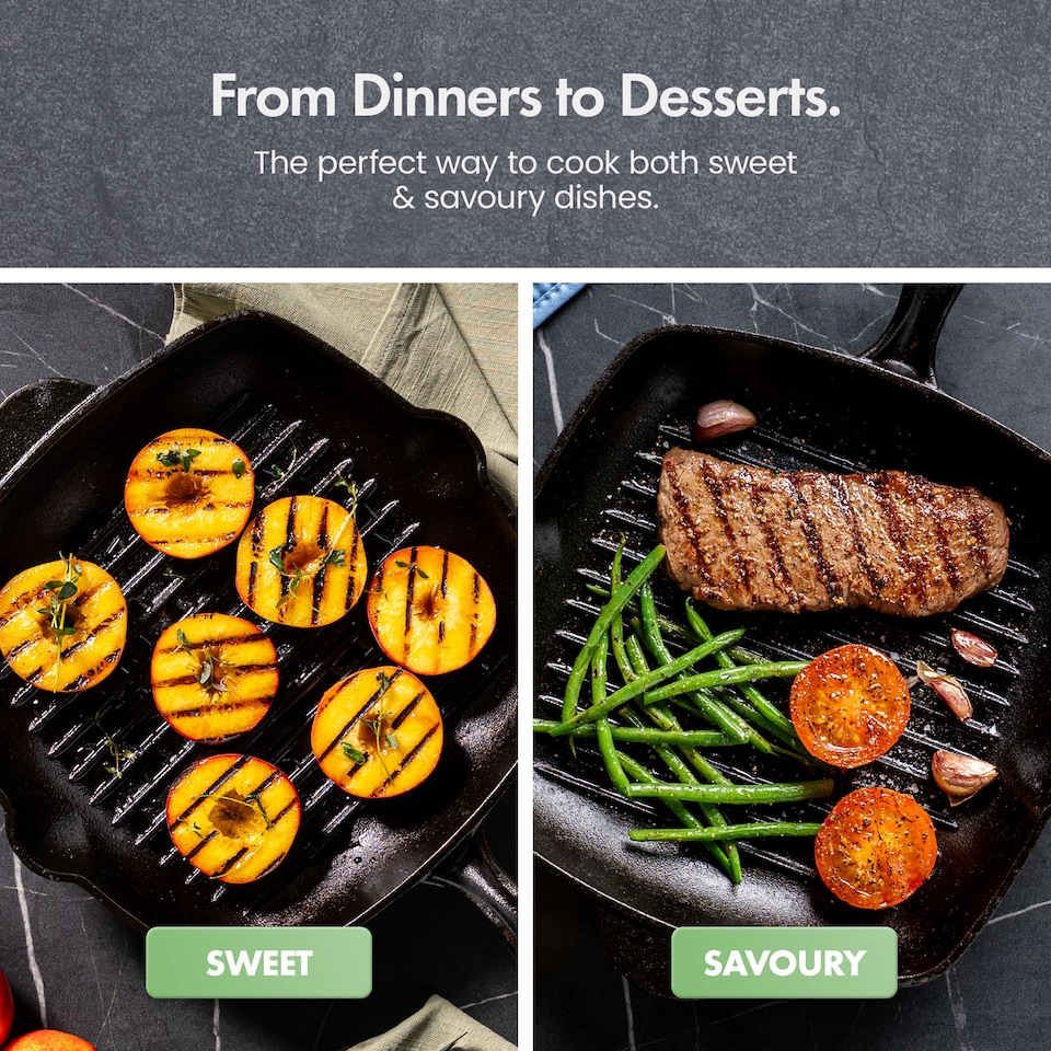 image 1 of VonShef Cast Iron Griddle Pan 10" Pre-Seasoned Non-Stick