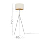 image 3 of ValueLights Camden Chrome Tripod Floor Lamp Beige & Gold Shade & Bulb | Cream