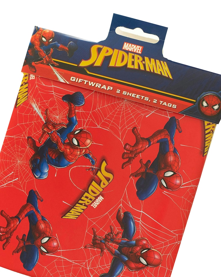 image 1 of Multipack of 6 Sheets of Wrapping Paper & 6 Tags | Birthdays | For Boys | Spider-Man Design Red