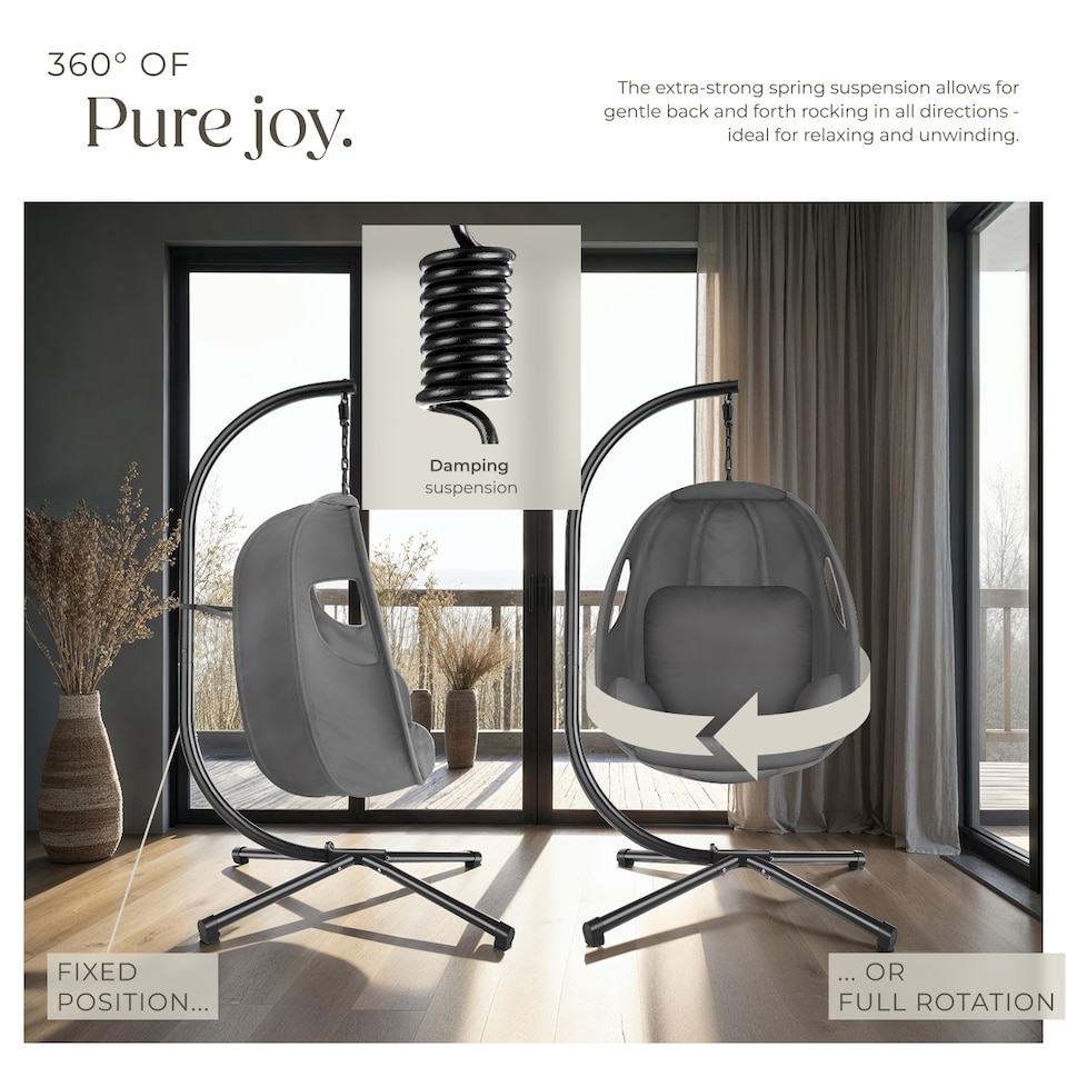 image 1 of Hanging Egg Chair Anika - with frame and extra thick seat cushion | Grey | anthracite | One Size | 1