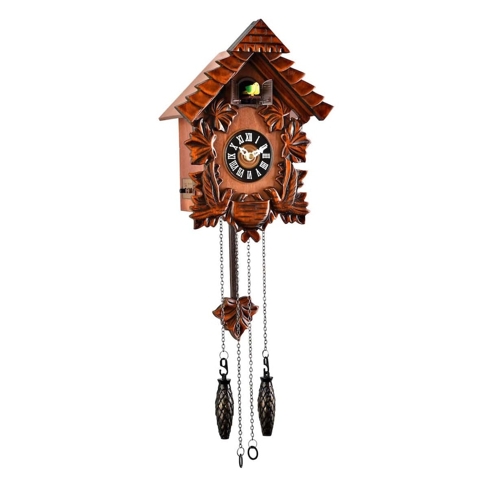 image 1 of Widdop Gifts Wooden Pitched Roof Cuckoo Clock